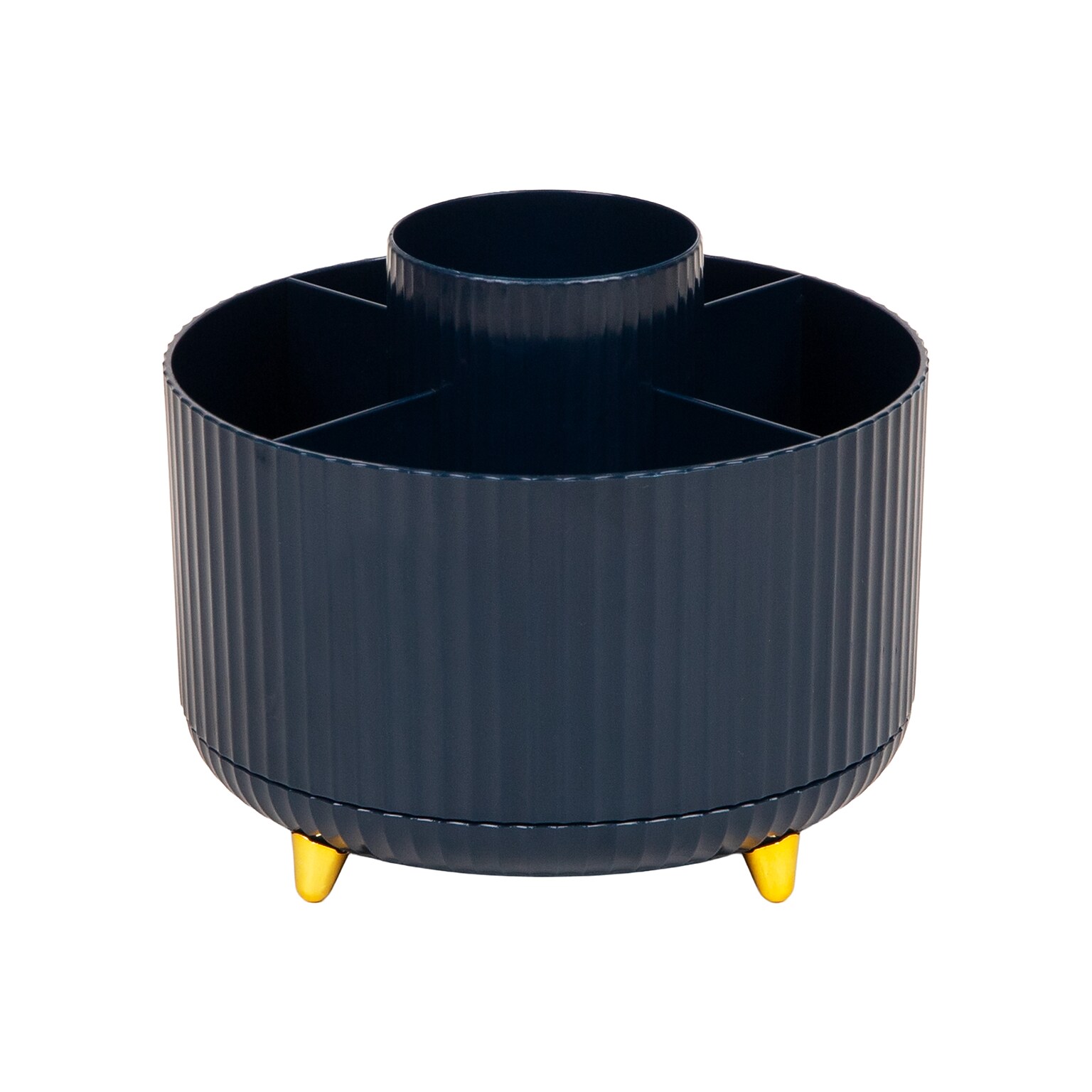 Staples 5-Compartment Rotating Plastic Desk Organizer, Navy Blue (ST63867)