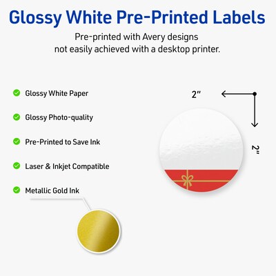 Avery Circle Multipurpose Labels, 2 Dia., White, 120/Pack (19479370555)