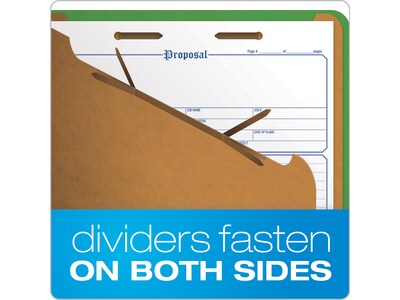 Pendaflex Pressboard Classification Folder, 2-Dividers, 2 1/2" Expansion, Letter Size, Dark Green, 10/Box (24133P)