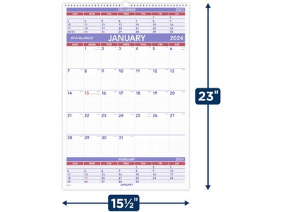 2024 AT-A-GLANCE 22.75" x 15.5" Three-Month Wall Calendar (PM6-28-24)