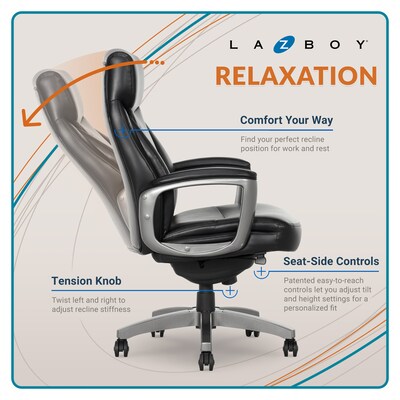 La-Z-Boy Arcadian Bonded Leather Executive Chair, Black (60009)
