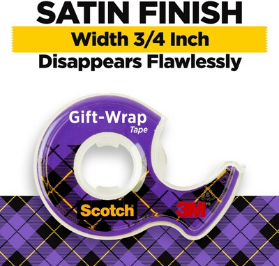 Scotch Gift Wrap Tape with Dispenser, 3/4 x 23.61 yds., 4 Rolls (415)