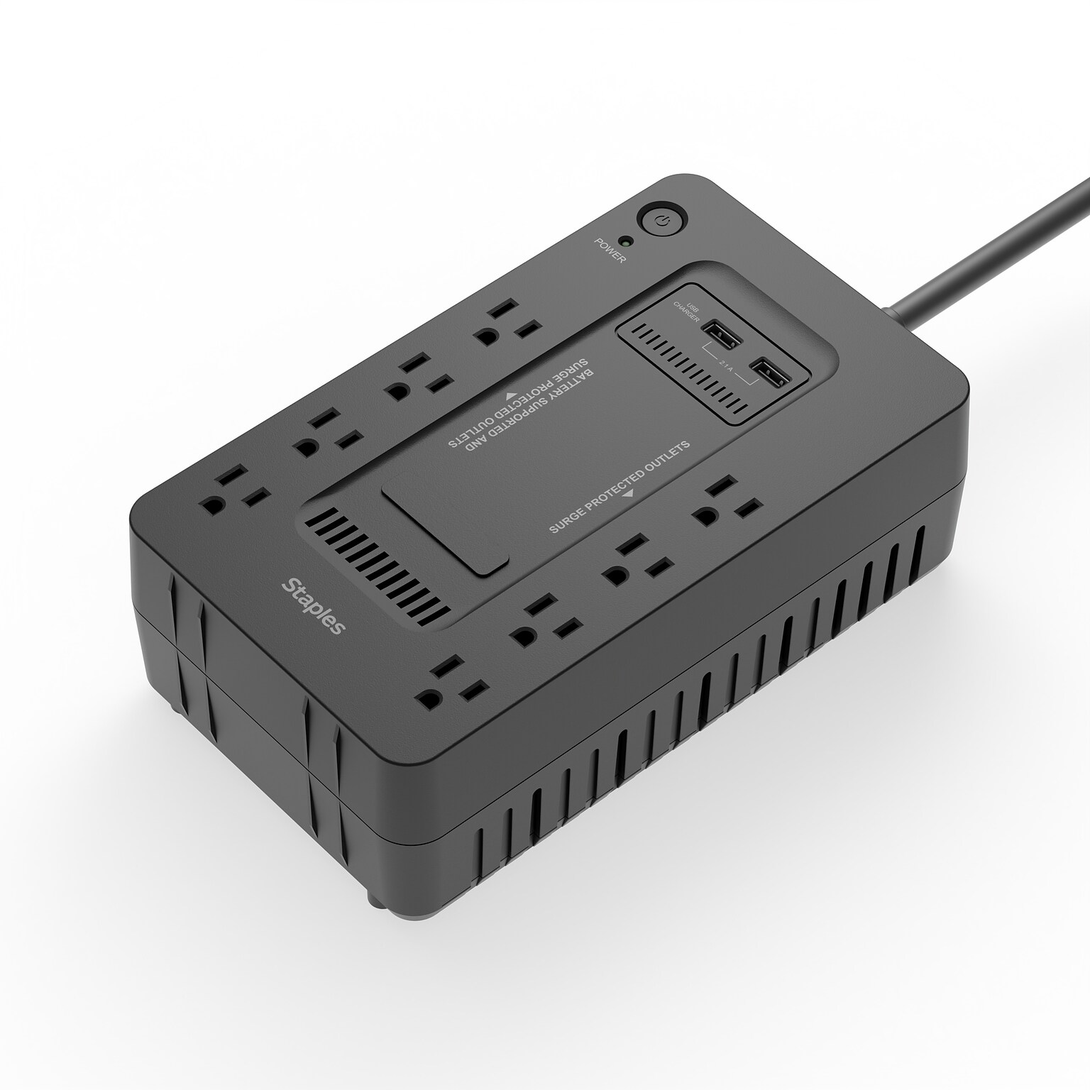 Staples TECH 650VA 8-Outlet Battery Back-Up & Surge Protector Standby UPS, Black (ST62784)