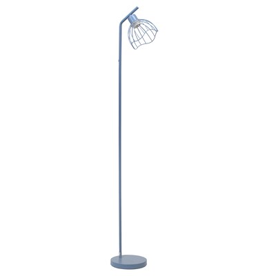 Simple Designs Sleek Essentials 54.5" Metal Floor Lamp with Wire Cage Shade, Blue (LF1050-BLU)