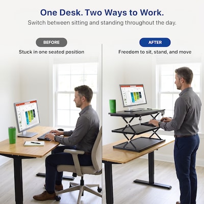 Uncaged Ergonomics Adjustable Standing Desk Converter with Keyboard Tray, Black (CDM)
