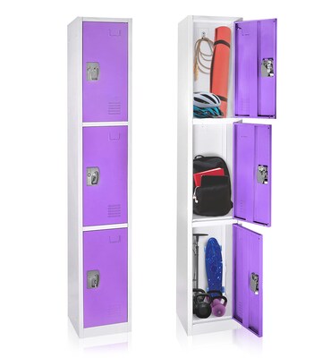 AdirOffice 72 3-Tier Purple Storage Locker, 4/Pack (629-203-PUR-4PK)