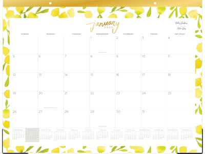 2025 Blue Sky Kelly Ventura Mimosa 22 x 17 Monthly Desk Pad Calendar, Yellow/White (149063-25)