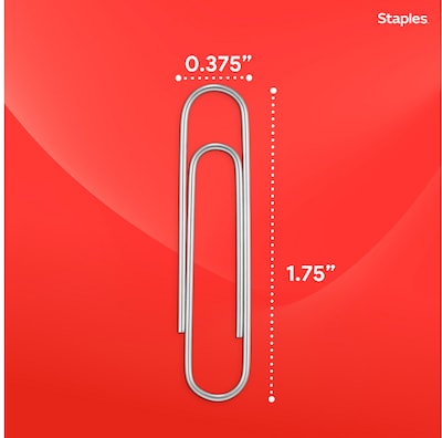 Staples Smooth Paper Clips, Jumbo, Silver, 100/Box, 10 Boxes/Pack (A7026605/72578)