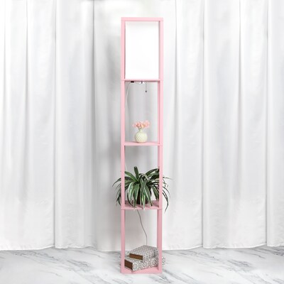 Simple Designs Etagere Organizer 62.5" Floor Lamp with Rectangular Shade, Light Pink (LF1014-LPK-CCLB)