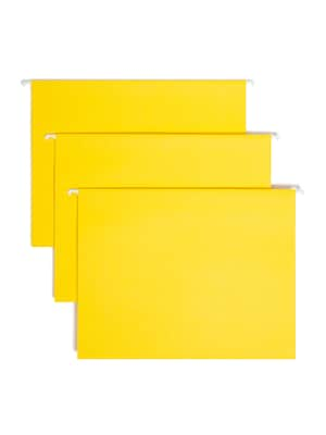 Smead Adjustable Tab Recycled Hanging File Folder, 5-Tab, Letter Size, Yellow, 25/Box (64069)