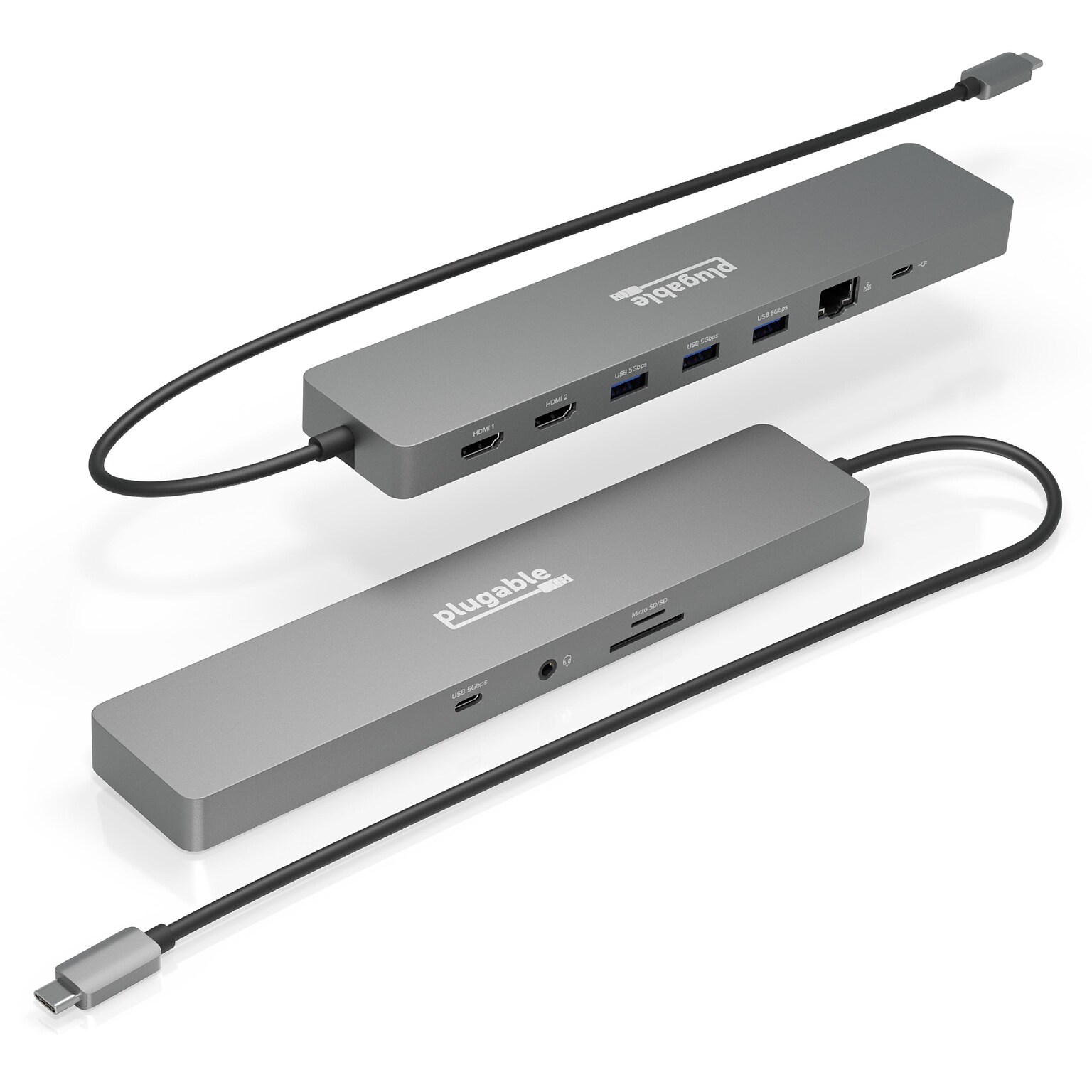 Plugable 11-in-1 USB-C Hub with Ethernet, Silver (USBC-11IN1E)