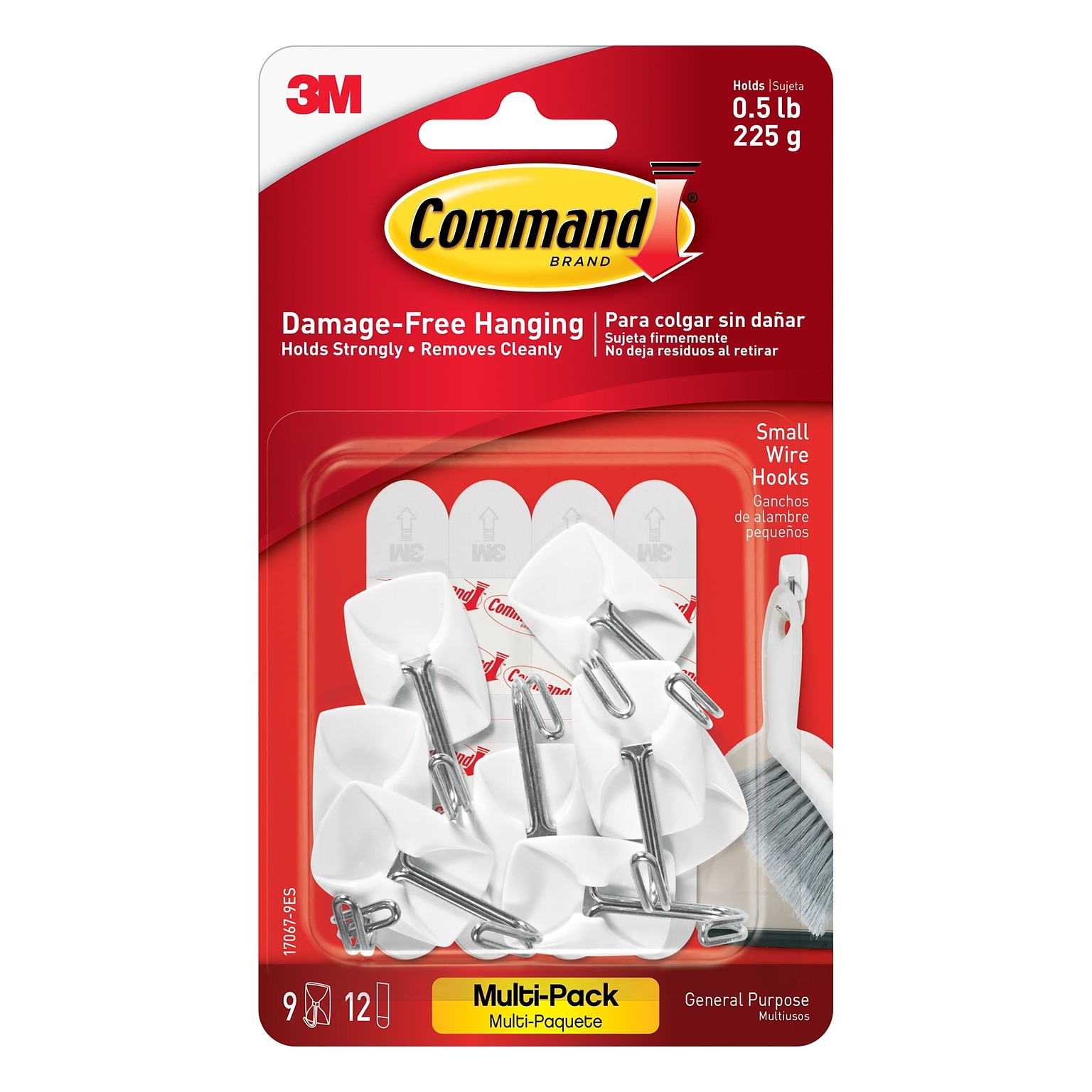 Command Small Hooks, 0.5 lb., White, 9 Command Hooks, 12 Command Strips (17067-9ES)