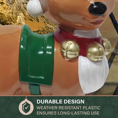 Fraser Hill Farm 28” Reindeer with Santa Hat Christmas Blow Mold (FFBM-1RND-MLT)