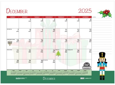 2025-2026 House of Doolittle Seasonal/Holiday 22" x 17" Academic Monthly Desk Pad Calendar (1395-26)