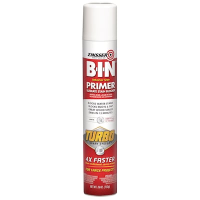 Zinsser BIN Aerosol Primer w/ Turbo Spray System, 26 oz. Aerosol Can, Flat White, 6/Carton (RST35688
