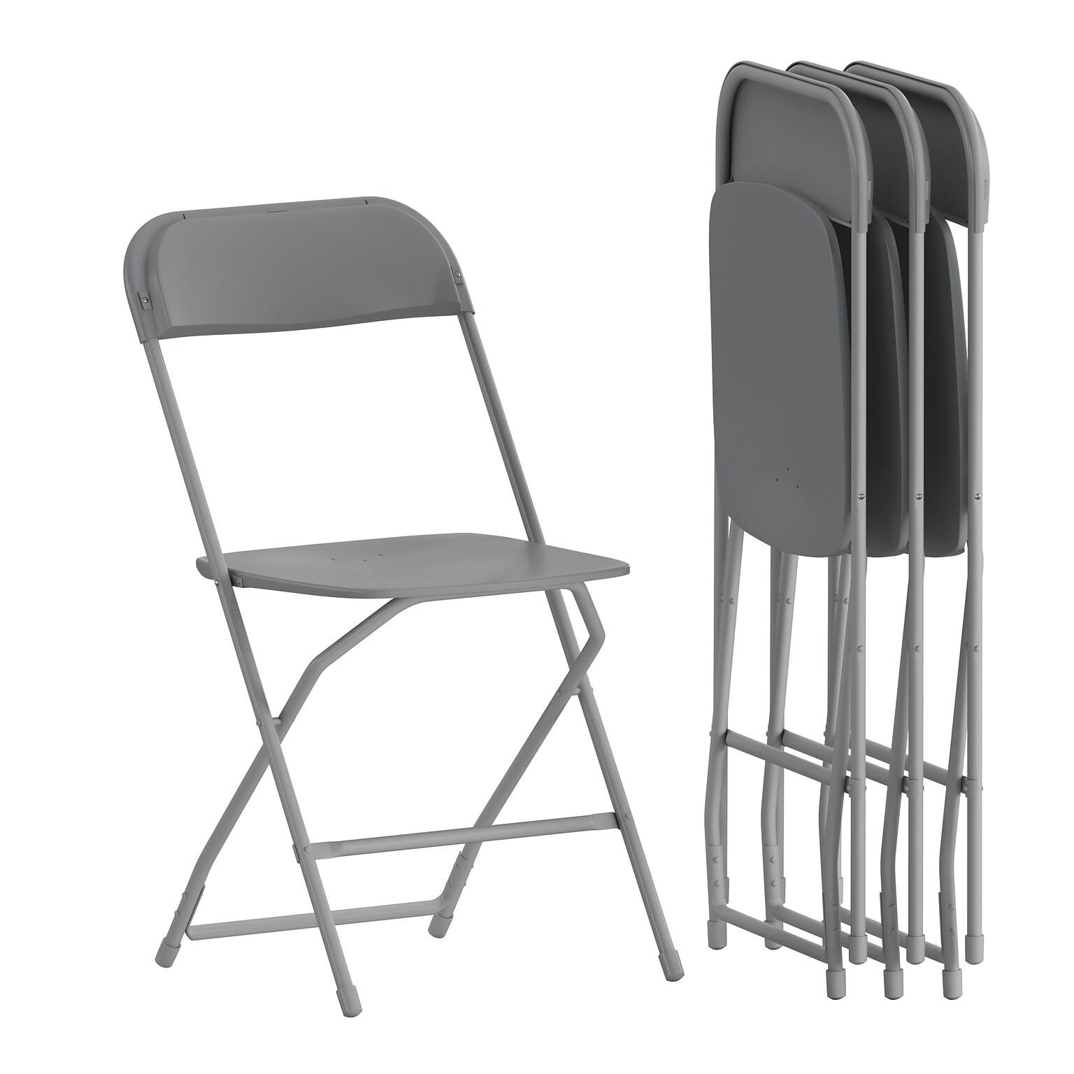 Flash Furniture Plastic Folding Chair, Grey, Set of 4 (4LEL3GREY)