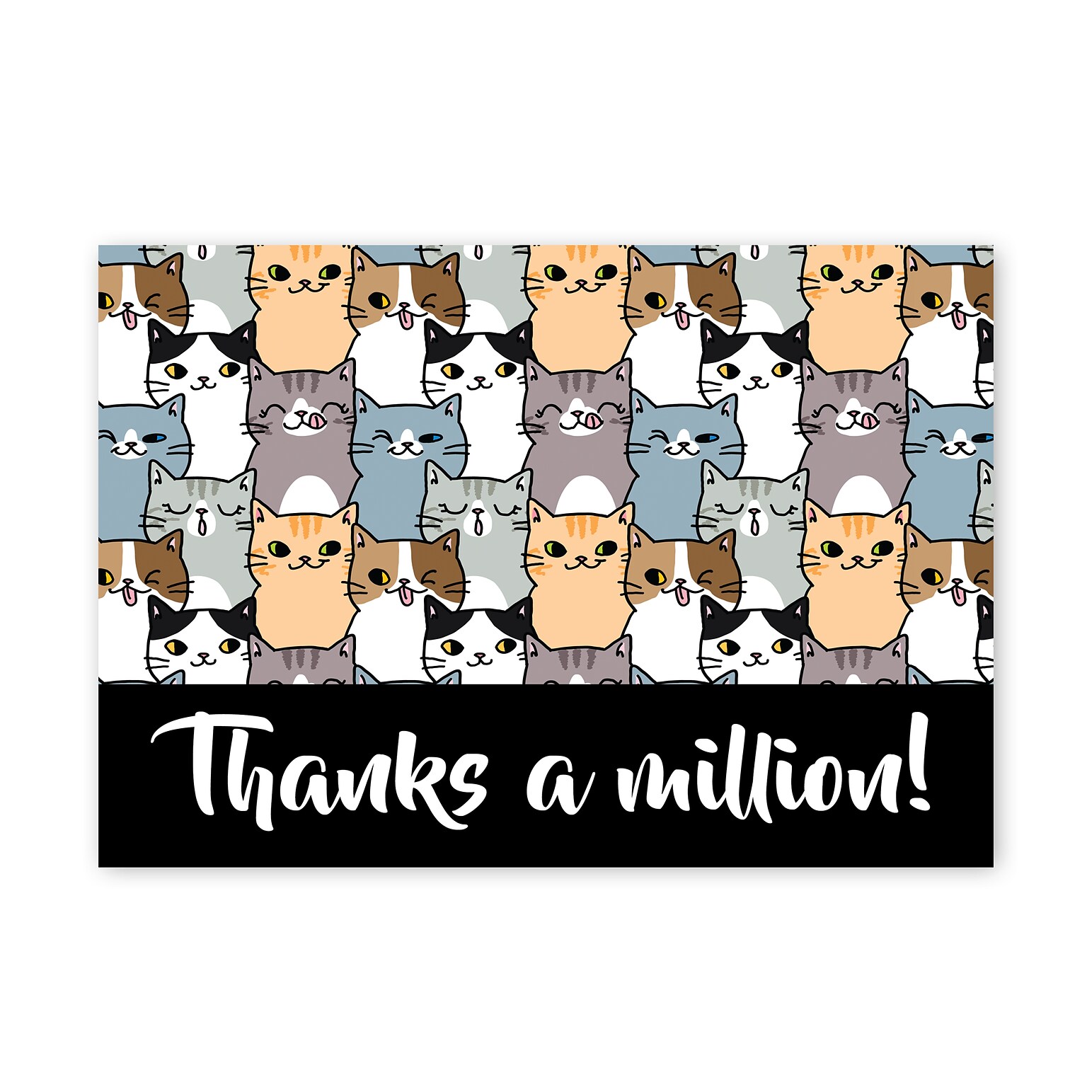 Great Papers Thanks a Million Cats General Use Thank You Notecard Kits, Multicolored, 24/Pack (2025025)