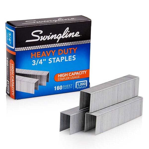 Swingline Premium Heavy Duty Staples, 0.75 Leg Length, 1000/Box