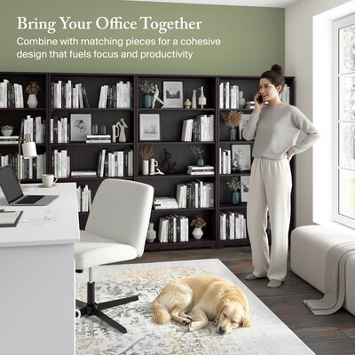 Bush Furniture Cabot 66"H 5-Shelf Bookcase with Adjustable Shelves, Espresso Oak (WC31866)