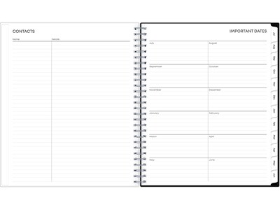 2024-2025 Blue Sky Analeis 8" x 10" Academic Monthly Planner, Plastic Cover, White/Black (130613-A25)