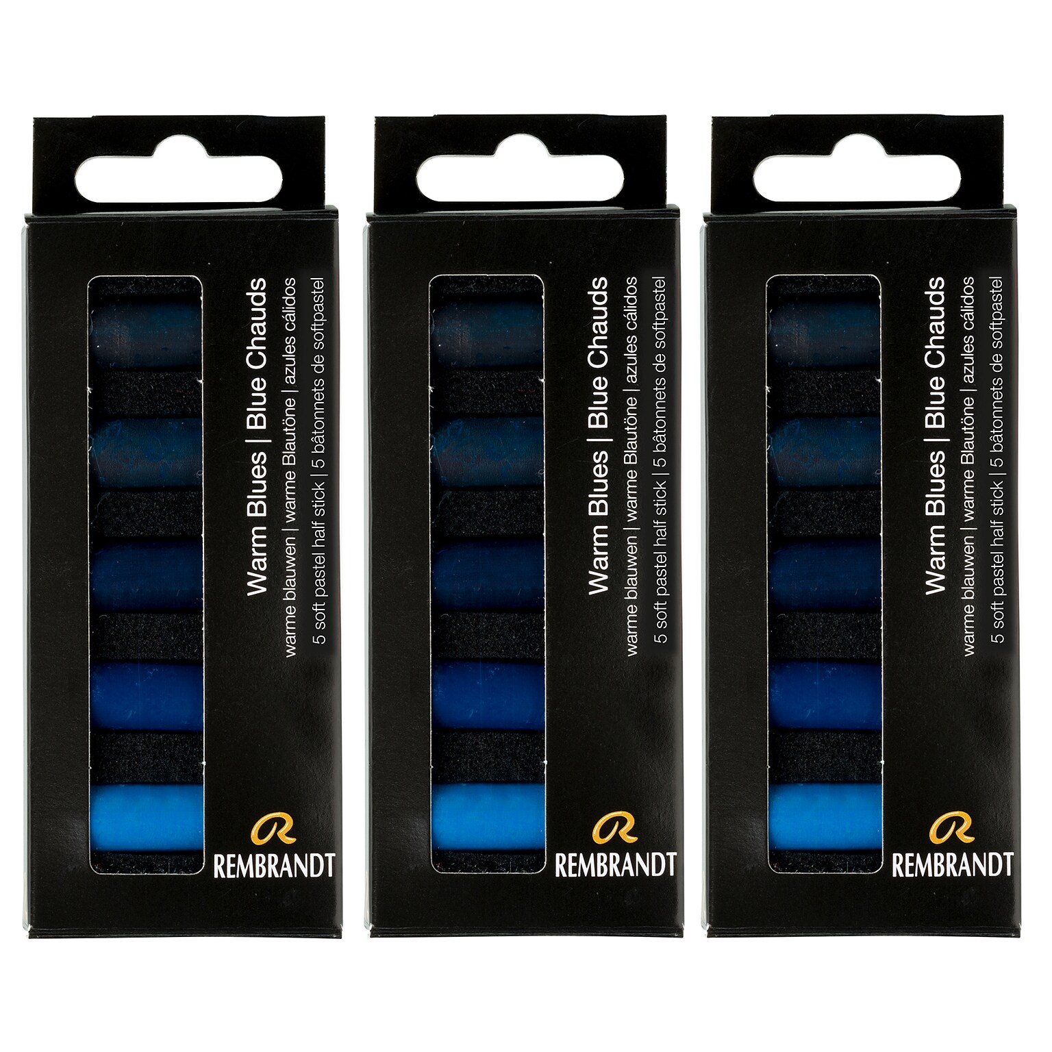 Rembrandt Soft Pastels Micro Sets, Warm Blues, 5/Set, 3 Sets/Bundle (RBX31820524-3)