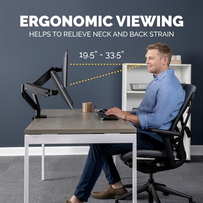 Fellowes Platinum Series Adjustable Dual Arms, Up to 32" Monitor, Black (8042501)