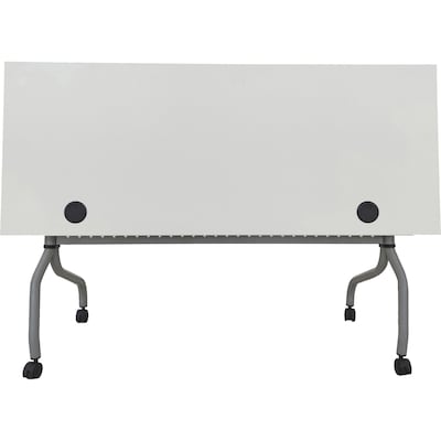 Lorell 60"W x 23.6"D Foldable Flip Top Training Table, Melamine, With Wheels, White (LLR60744)