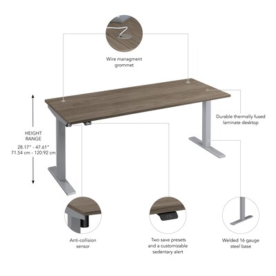 Bush Business Furniture Move 40 Series 72"W Electric Height Adjustable Standing Desk, Modern Hickory/Cool Gray (M4S7230MHSK)