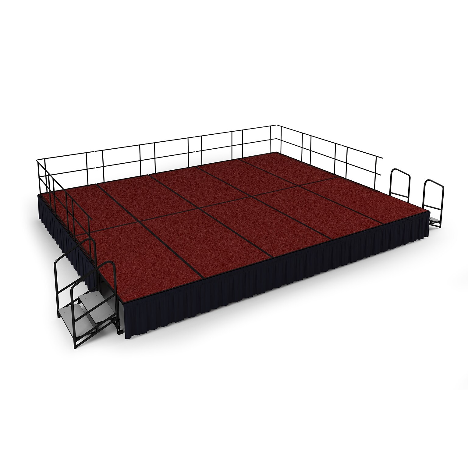 NPS 24 Stage Package, 16 x 20, Shirred Pleat Black Skirting, Red Carpet (SG482410C40SS10)