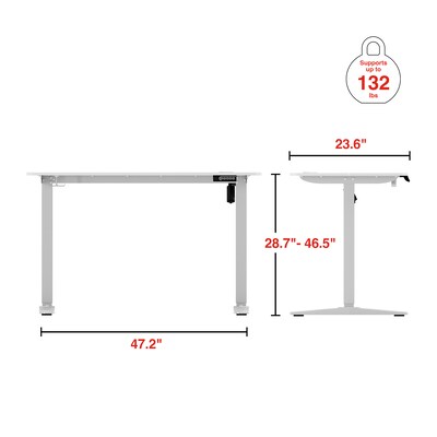 Staples 48"W Electric Rectangular Adjustable Standing Desk, White (ST63148)