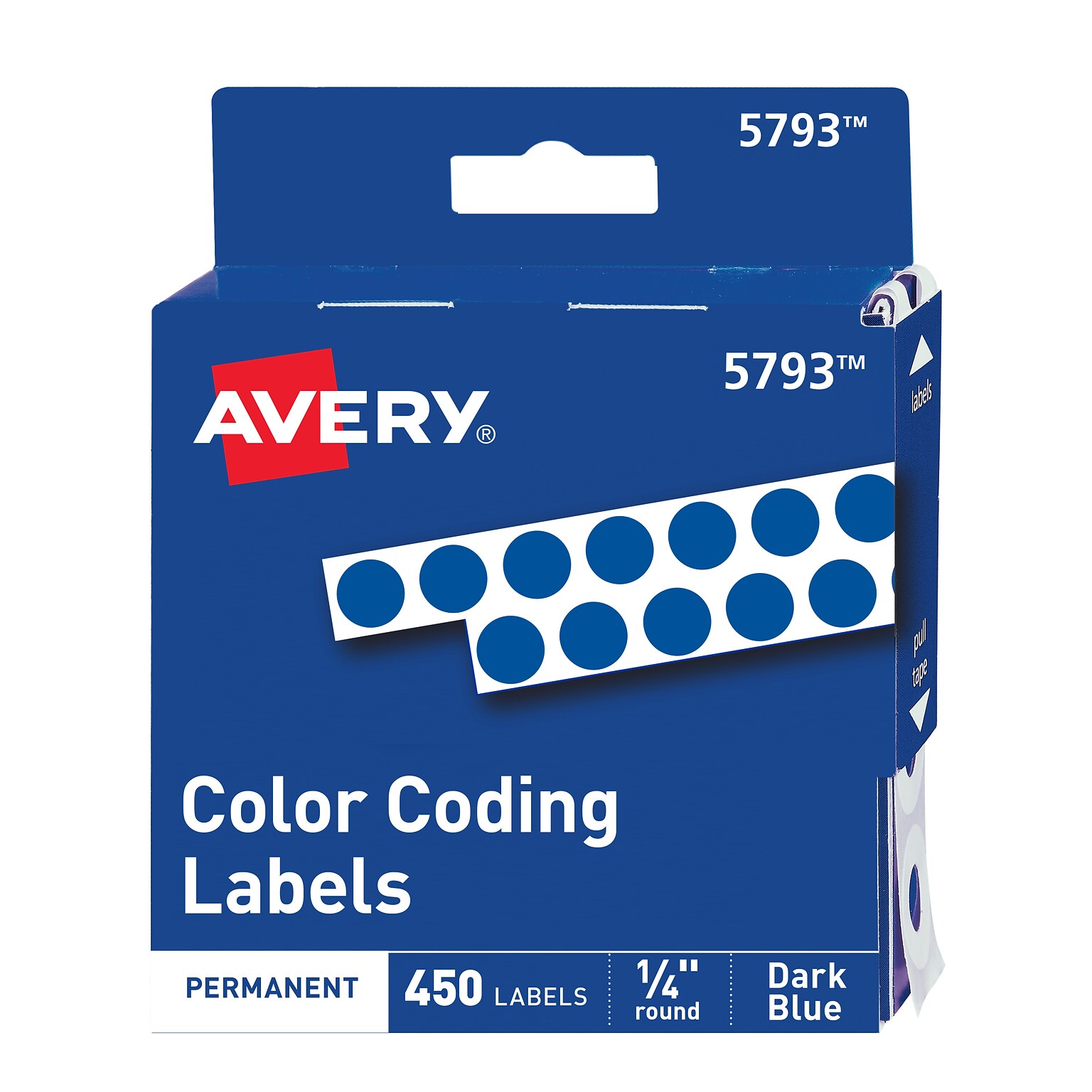 Avery Hand Written Identification & Color Coding Labels, 1/4 Dia., Dark Blue, 450/Pack (5793)