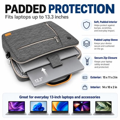 VanGoddy Laptop Messenger, Gray Nylon (LAPLEA022)