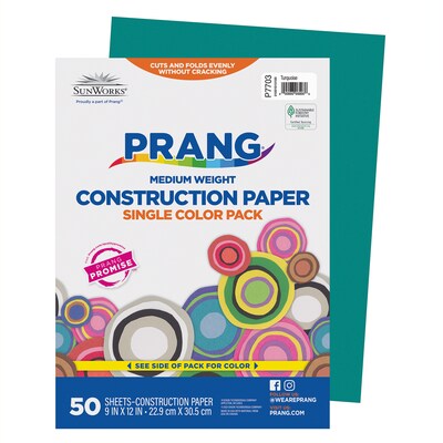 Prang 9 x 12 Construction Paper, Turquoise, 50 Sheets/Pack, 10 Packs/Bundle (PAC7703-10)