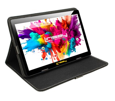 Linsay Octa Core 10.1 Tablet, 4GB RAM, 128GB Storage, Android 13, Bundled with Black Leather Case a