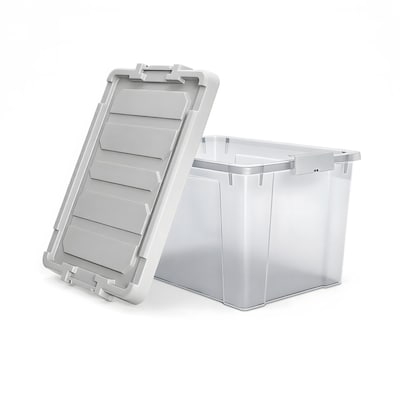 TRU RED 78.4 Qt Storage Bin with Latching Lid, Clear Plastic Tote, Large Stackable Storage Organizer