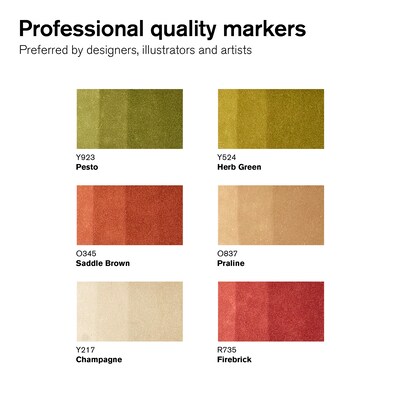 Winsor & Newton Promarker Dual-Tip Landscape Tones 1 Alcohol Based Marker, 6/Pack (WNX0290117)