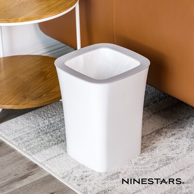 NineStars Stainless Steel Indoor Open Top Trash Can, 3.2 Gallons, White, (OTT-12-11S)