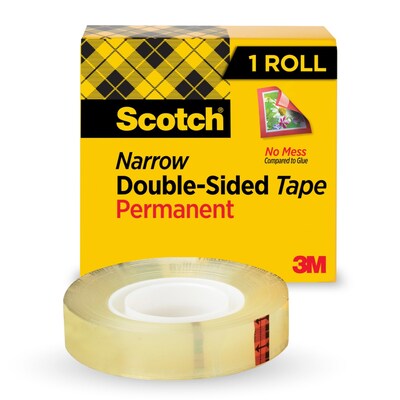 Scotch Permanent Double Sided Tape Refill, 1/2 x 25 yds., 1 Core, Clear (665)