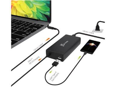 j5create 100W PD USB Type-C/Type-A Super Charger with Adapters, Black (JUP2290DC)