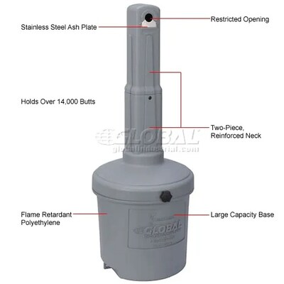 Global Industrial Outdoor Ashtray, 5 Gallon, Gray (245133GY)