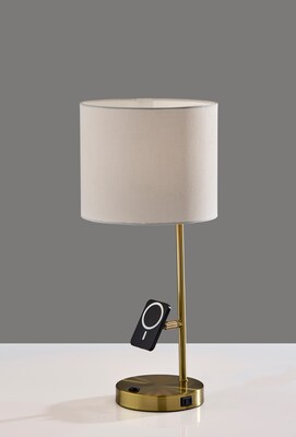 Adesso Wyatt Supercharger Incandescent Desk Lamp, 22"H, Antique Brass/Off-White (2610-21)