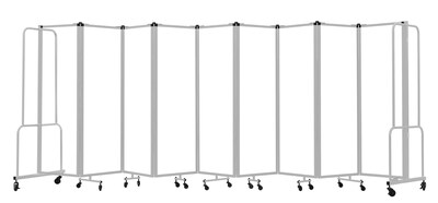 National Public Seating Robo Series 9-Panel Folding Mobile Room Divider, 72"H x 210"W, Clear Acrylic (RDG6-9CA)