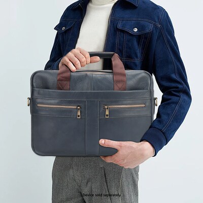 SaharaCase Leather Briefcase, Laptop Compatible, Oxford Blue (LT00084)