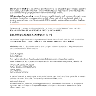 Coastwide Professional Floor Finish and Sealer Spray Gloss, 0.95L, 6/Carton (CW585032-A)