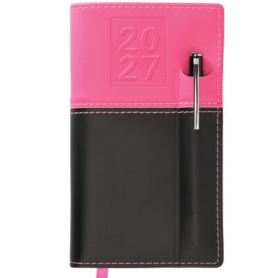 2027 Excello Brands 3.5 x 6 Weekly & Monthly Standard Planner, Paperboard Cover, Pink/Black (PKT-CY27-PK-PEN)