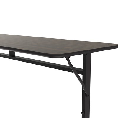 Correll Econoline 60"W x 24"D Adjustable Foldable Training Room Table, Laminate, With Wheels, Walnut (FTM2460TF01)