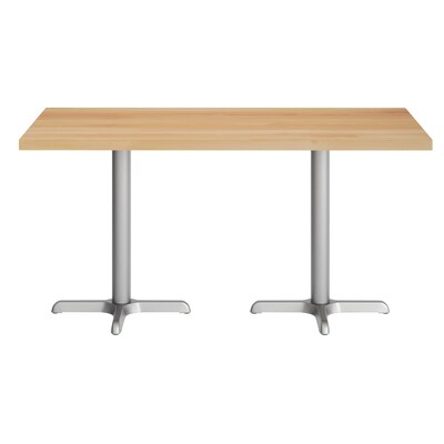 Flash Furniture Bennett Wooden Commercial Indoor Table, 30" x 60", Natural Top/Silver Base (GSF3060NTT2222S)