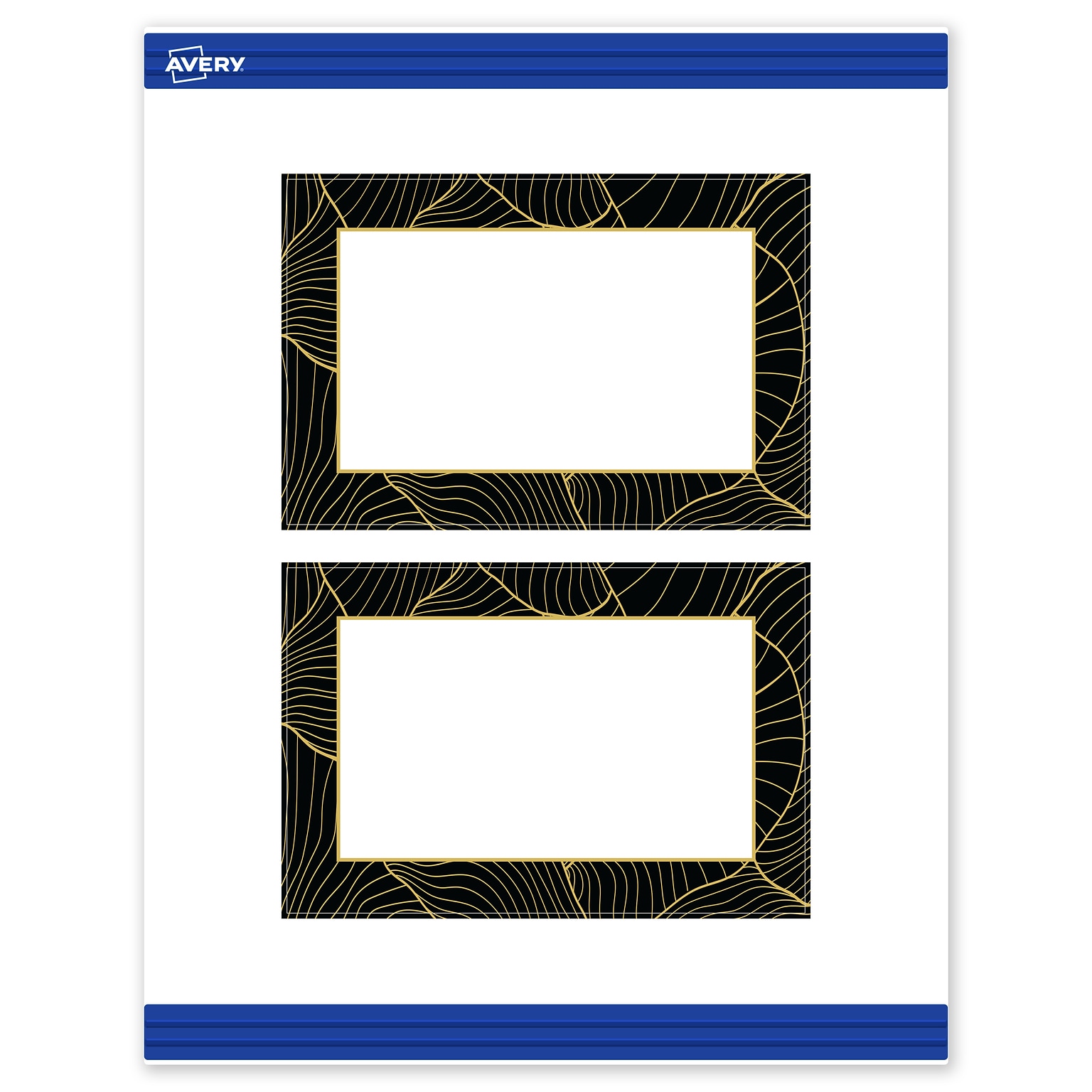 Avery Black with Gold Pattern Matte Blank Card, White, 20/Pack (S00-ETV)