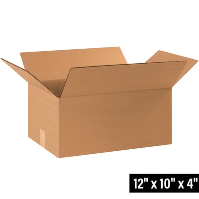 12" x 10" x 4" Heavy Duty Shipping Boxes, 44 ECT, 25/Bundle (HD12104)
