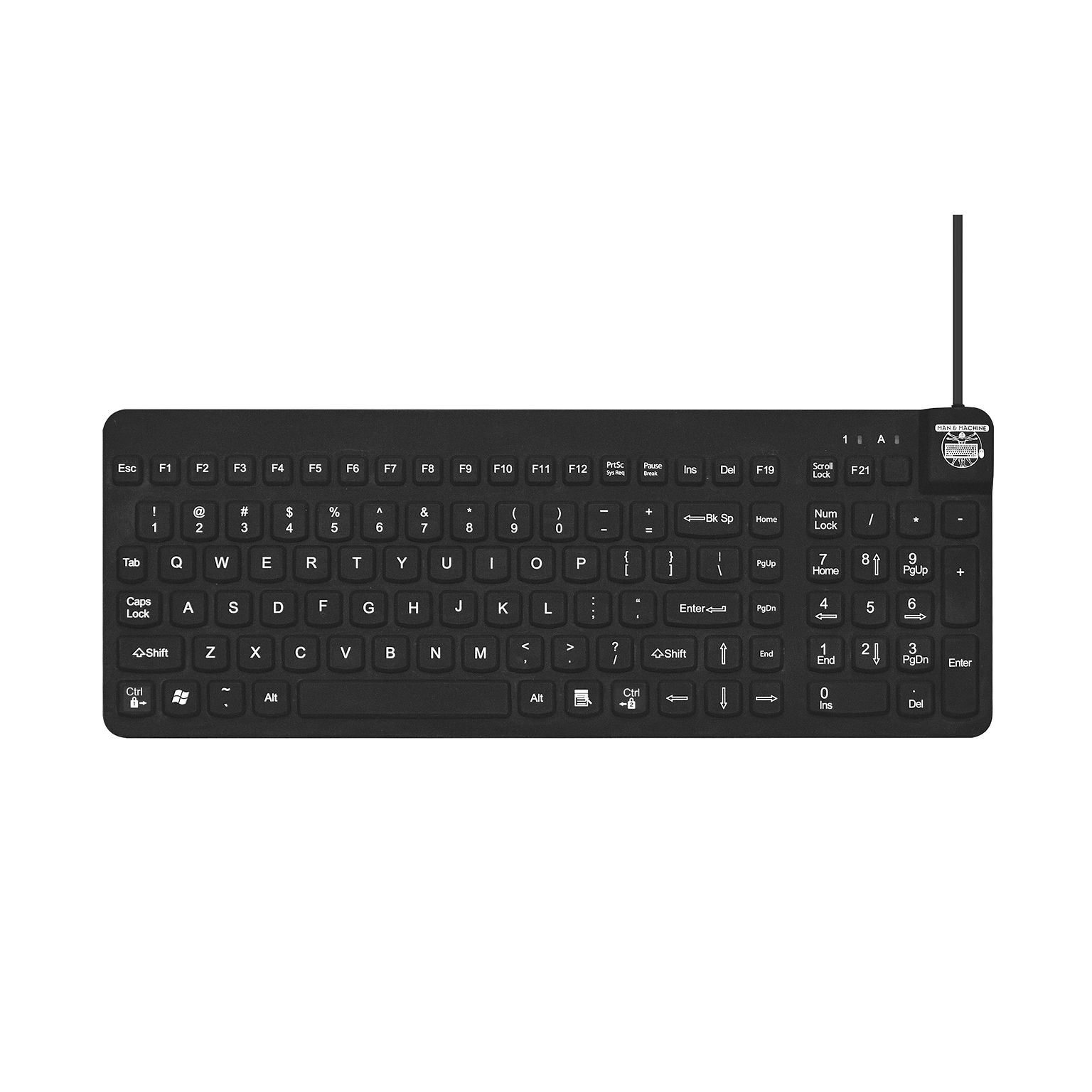 Man & Machine Really Cool Wired Ergonomic Waterproof Keyboard, Black (RCLP/B5)